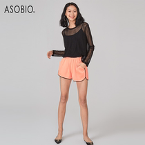 Asiobo womens long sleeve T-shirt womens simple easy-to-use fashion sexy see-through mesh shirt womens top summer clothes