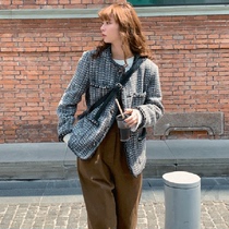 Coarse flowers for leisure Xiaoxiang famous Yuanyuan Wind jacket Womens autumn Winter retro port Ethos 100 hitch Korean version Loose Jacket