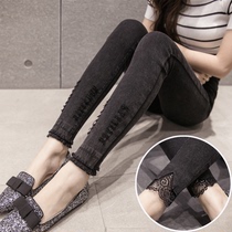 Spring and autumn leggings women wear thin models 2021 new nine-point small feet pencil pants fat mm large size pants 200 pounds
