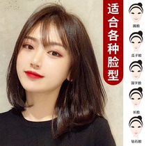 Wig female long hair full-head real hair full-live human hair natural short-haired bone hair wig set new fashion in 2021