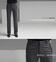 New winter thickened mens warm woolen tweed fashion slim dark gray trousers mens English tide trousers