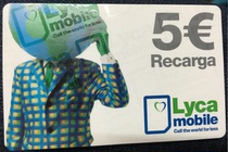 Spain Lycamobile Mobile Phone Card recharge from 5 euros