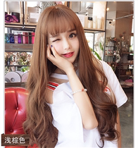 Medium wig Long curly hair Big waves The whole wig set Medium long fluffy full headgear Medium bangs female wig