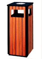 Scenic Spot Park Square Trash Can Cell Fruit Shell Barrel With Ashtrays Street Sanitation Iron Wooden Fruit Leather Case