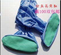 Anti-static soft-soled shoes High tube green-soled shoe cover Clean room clean workshop long boots sock cover one-piece clothing work shoes