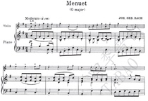 Bach G major minuet (No. 2) Violin and Piano Ensemble (with solo score)
