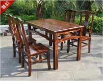 Solid wood restaurant Hotel dining table and chair combination Country farmhouse table and chair Solid wood Eight Immortals table Antique table dining chair