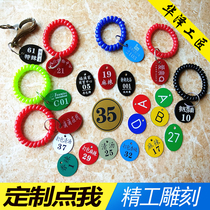 Custom Malatang number plate clip key bracelet hand ring digital number plate storage card Sauna bathing hand card