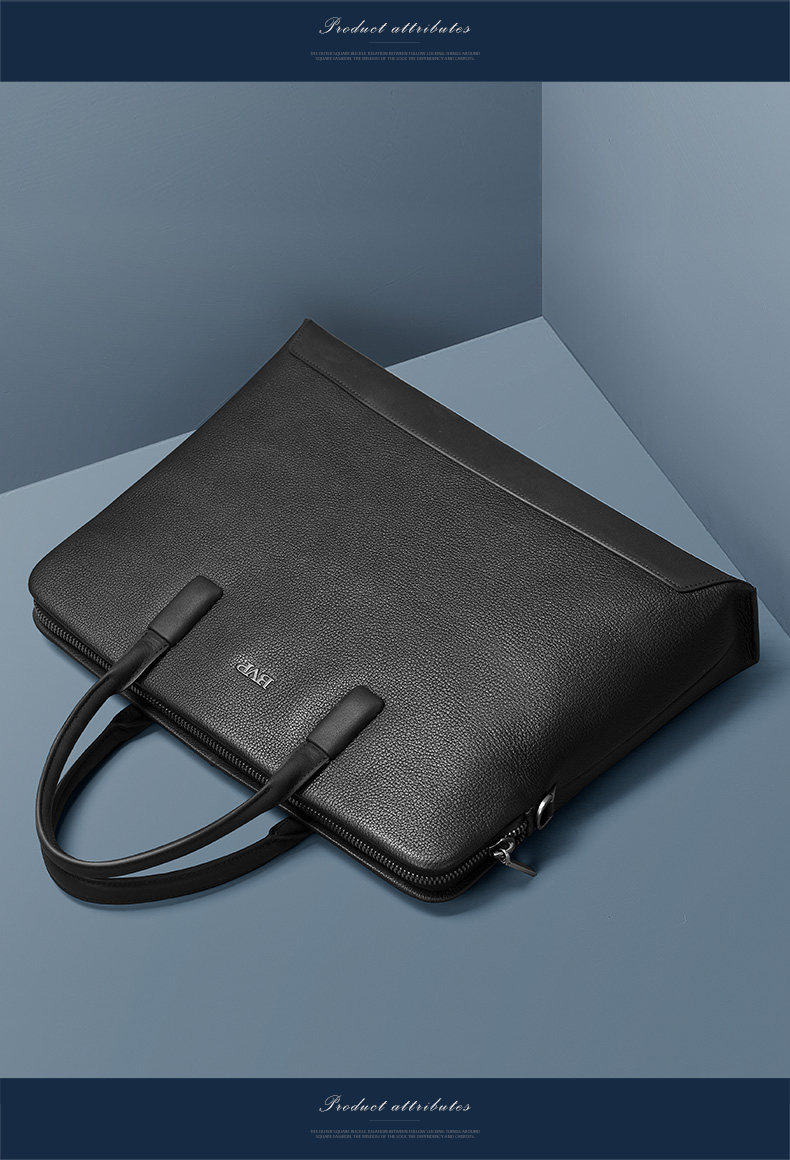 bvp新款商务男包手提包 牛皮包男士电脑包 真皮公务文件包公文包