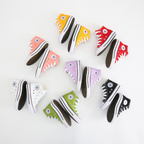 2021 autumn new small boys and girls children baby fashion Korean version of high-top canvas sports board shoes white shoes