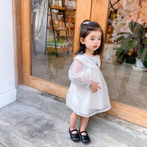 Bayberry childrens clothing 2021 autumn new girls dress Korean version of the baby chiffon Western style A-line skirt childrens skirt