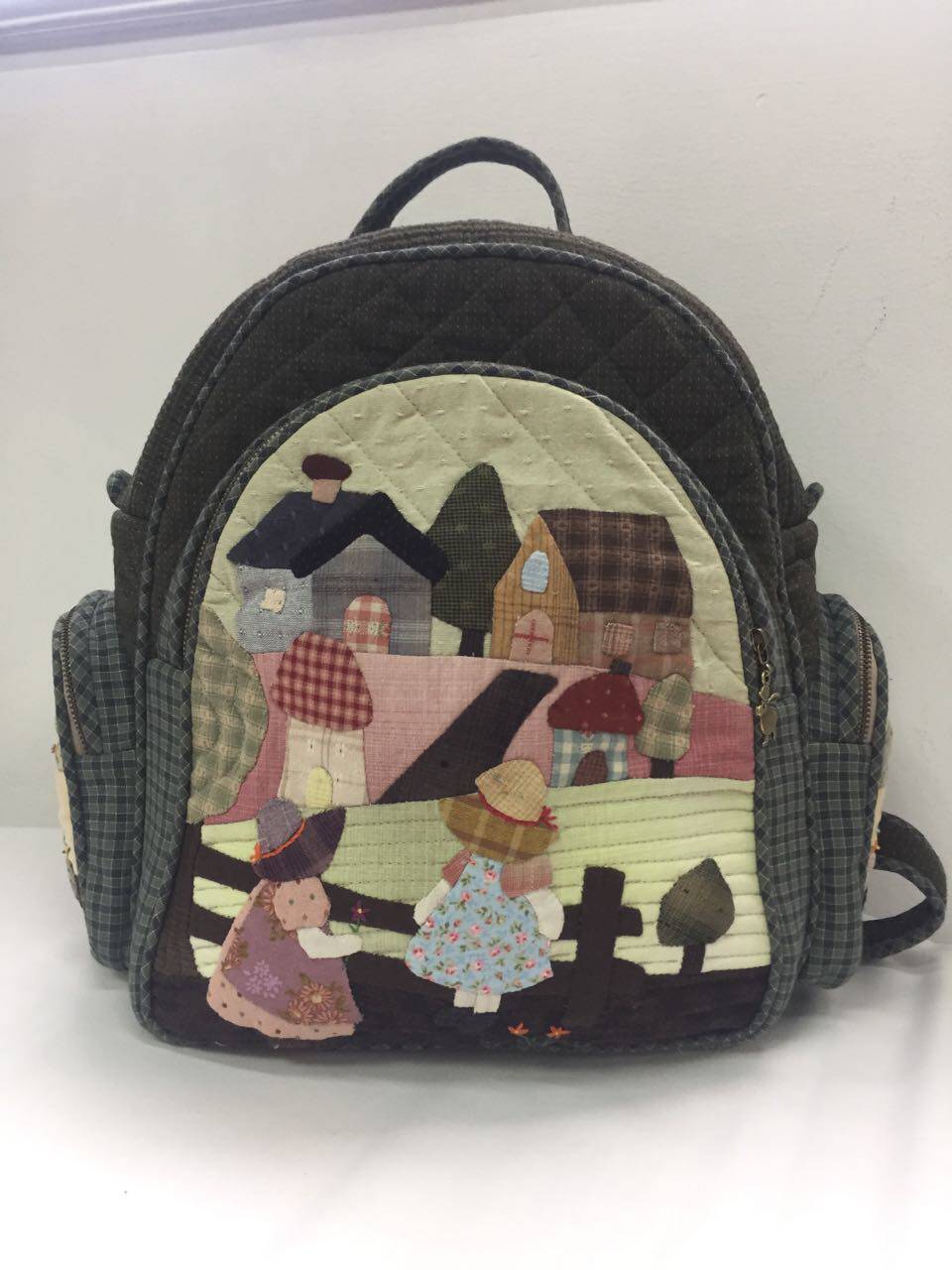 苏姑娘 手工拼布女包成品 双肩背包书包 独特创意可爱时尚大气diy