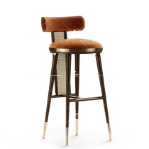 Nordic Modern Light Lavish Bench Chair Home Casual Rattan Chairs Bar High Footstool Cafe Stainless Steel High Foot Chair