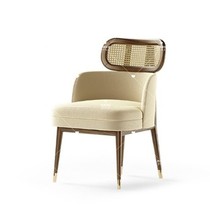 Nordic Solid Wood Dining Chair Cloth Art Rattan Chic Chair Brief Modern Light Lavish Cafe Hotel Decent Board Room Reception Negotiation Chair