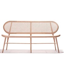 Retro solid wood double rattan chair folk and casual leaning back chair designer bench hotel vine choreography sofa single chair