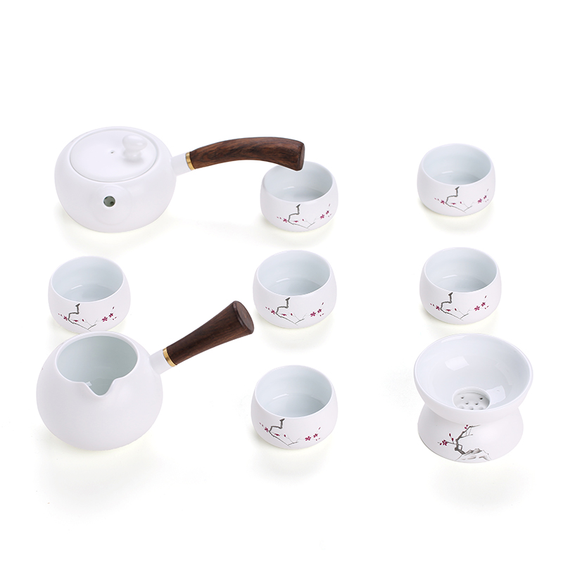 The Find mei creative ceramic kung fu tea set through the snow suit household up with white lid bowl set of tea cups gift boxes