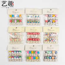 Creative children cartoon color small wood clip photo clip booklet booknote clip sticky clip set hemp rope