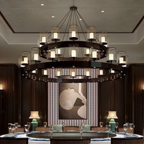 New Chinese multi-head chandelier Hotel clubhouse custom large round living room Hotel restaurant private room Teahouse lamps