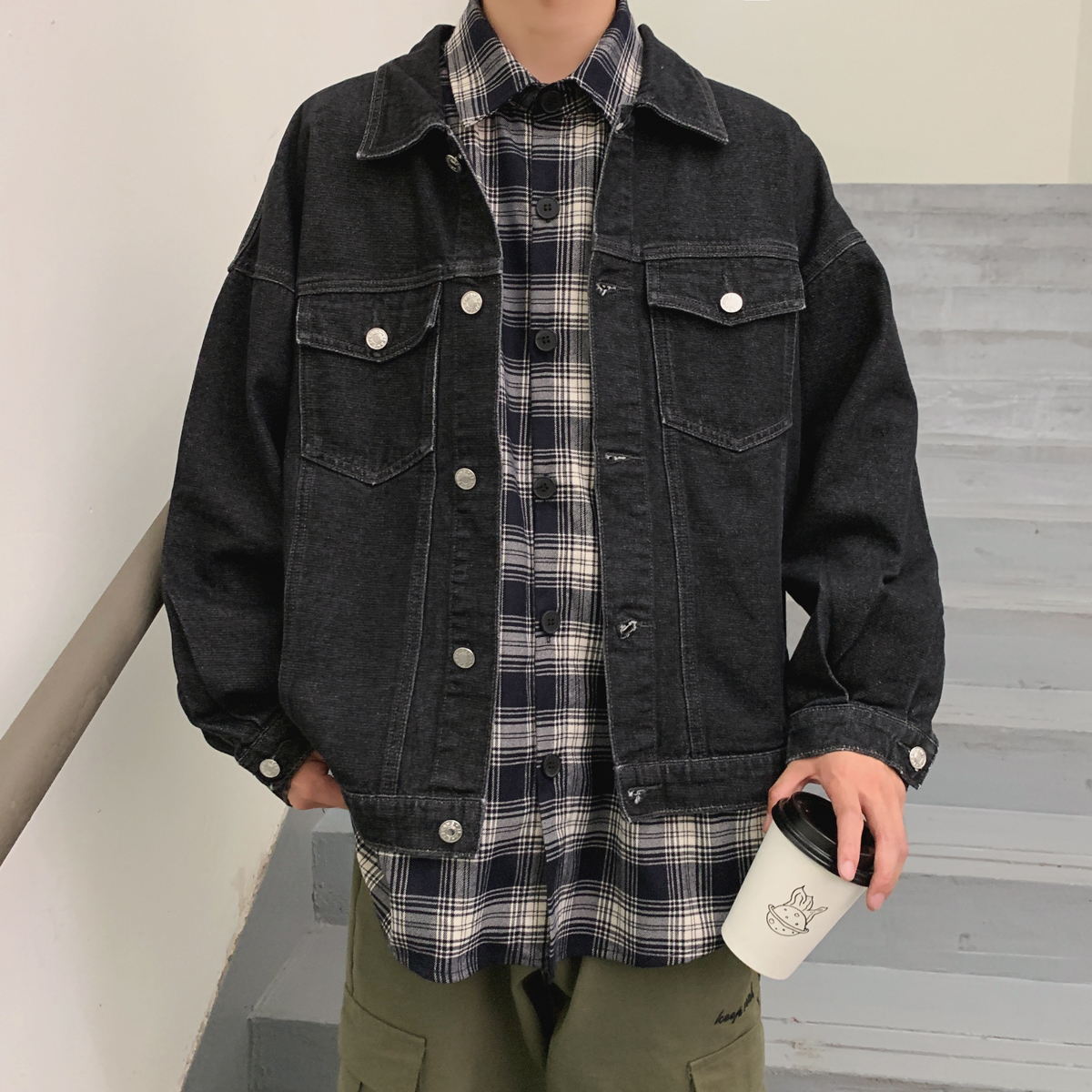 秋季港风潮男韩版宽松牛仔夹克牛仔衣外套-p85控99