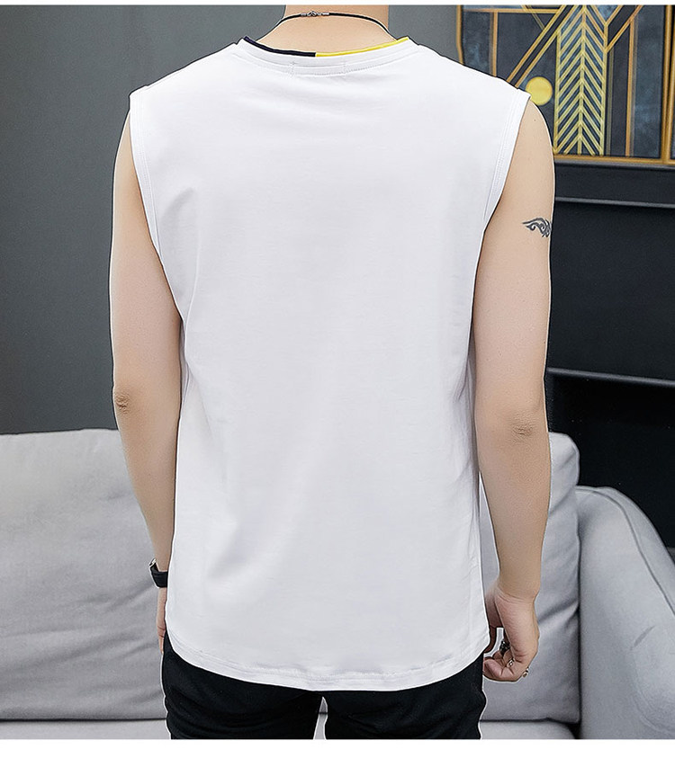 男士v领坎肩背心夏季纯棉无袖t恤 - 17网