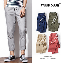 WOODSOON casual pants men Slim Leggings autumn thin pants men straight trousers cotton ankle-length pants men