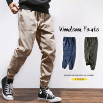 WOODSOON overalls men autumn khaih pants casual pants men loose pants pants tie pants sweat pants tide