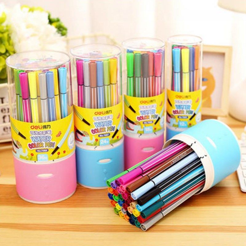 得力水彩笔儿童可水洗彩色笔幼儿园宝宝24色彩笔绘画安全放心学生画
