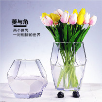New modern minimalist glass Process Pendulum Pieces Handmade Transparent Glass Flowers Vase Geometric Glass Vases
