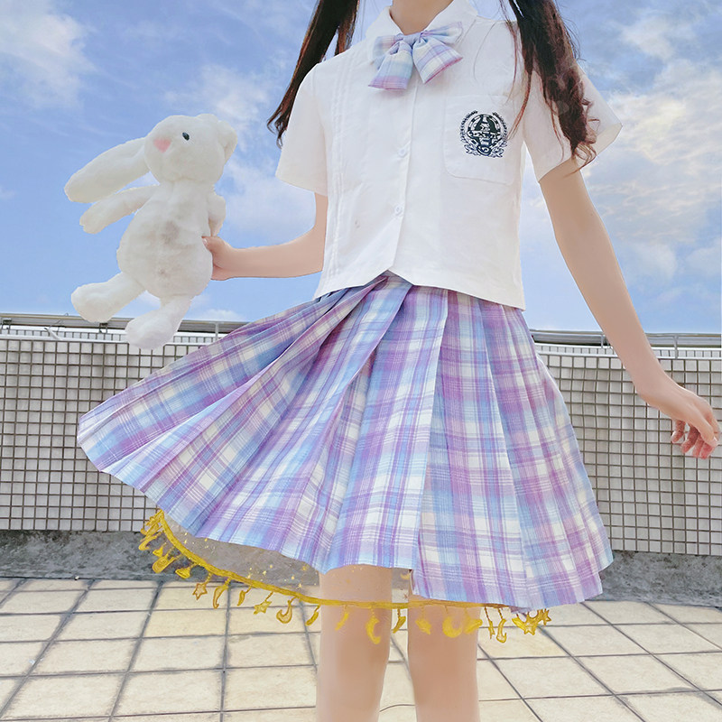 实拍现货玻璃糖jk制服格裙新款日系百褶裙学院风套装女 - 17网