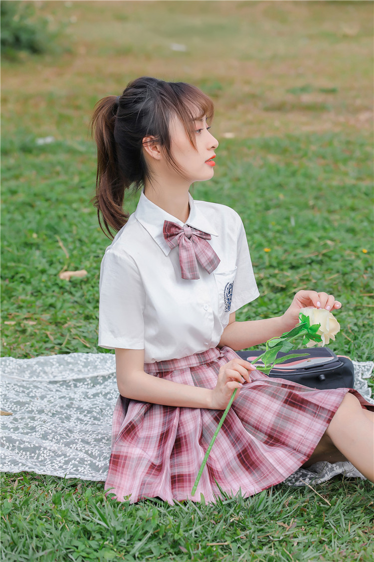 实拍现货干枯玫瑰jk制服格裙百褶裙新款学院风套装衬衫女 - 17网