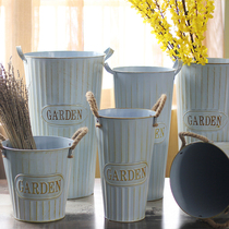 Eurostyle Fields Garden Retro Flower Barrel Iron Barrel Iron Barrel Dry Flowers Fresh Flower Shop Decorated Flower Flower Flower Flower Ware Iron Art Flower Silo