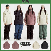 2223USS2 Korean ski suit men and women double singleboard waterproof and thickened coat cotton trousers cream white khaki