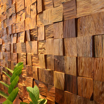 Natural solid wood mosaic TV background wall decoration materials CateriaWooden Tea Building Corridor PorchArt Wall