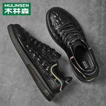 European Station Mens Shoes Genuine Leather Board Shoes Men 2022 Spring new Inlan craze streaming casual shoes 100 hitch a little black shoes