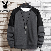 Playboy mens long-sleeved t-shirt spring and autumn new trend Hong Kong style sweater mens loose top inner t-shirt