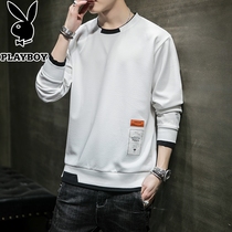 Playboy sweater Mens spring and autumn round neck fake two-piece long-sleeved T-shirt mens ins tide brand design sense of top clothes