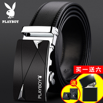Playboy Belt Mens young leather belt automatic buckle belt youth cowhide Korean version of personality trend