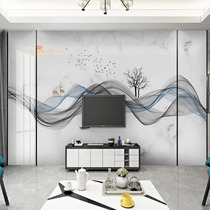 New Chinese style light luxury bamboo and wood fiber integrated board TV background wall Living room sofa entrance decorative painting wall guard gusset