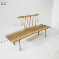 Natural edge solid wood change shoe stool bench bench home living room backrest dining chair wabi-sabi wind homestay leisure Windsor chair