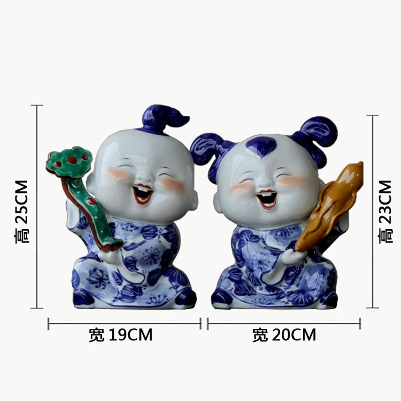 Jingdezhen blue and white classical character moral furnishing articles with joy festival decoration porcelain ceramic decoration