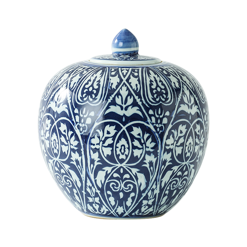 New Chinese style ceramic vase blue leaf veins of jingdezhen blue and white porcelain vase Chinese sitting room adornment is placed