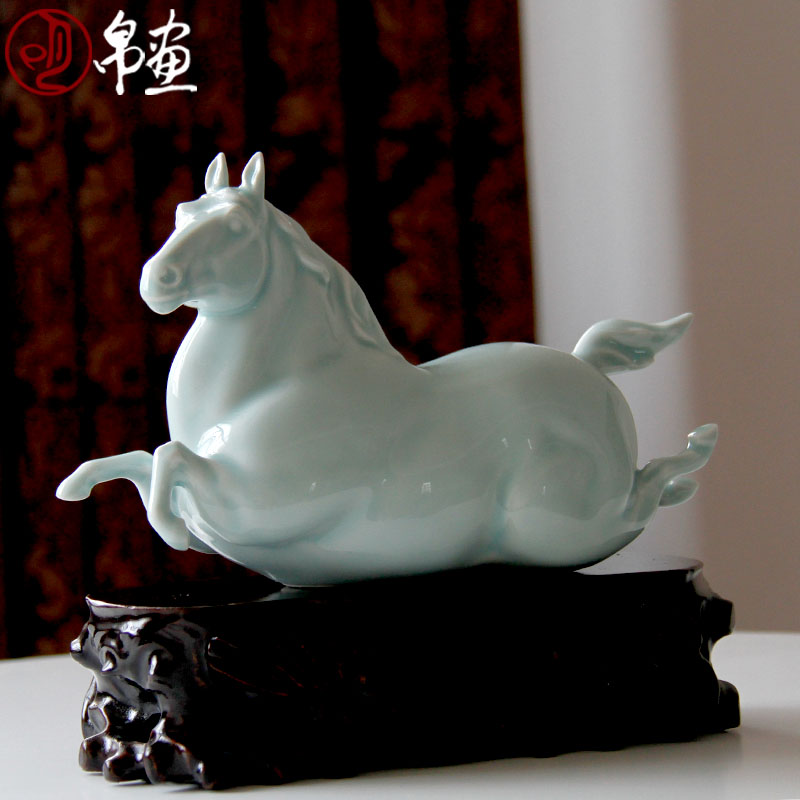 Jingdezhen ceramic horse furnishing articles celadon auspicious household manual its sitting room porch success of feng shui