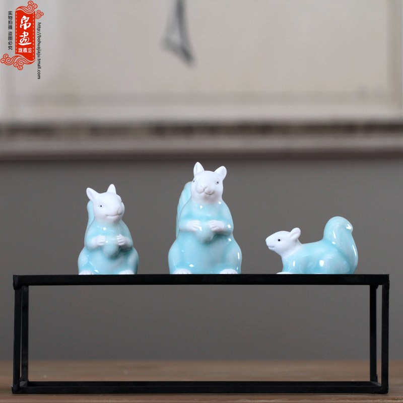 Zen new Chinese style ceramic creative home furnishing articles squirrel soft outfit rich ancient frame between example porch decoration decoration