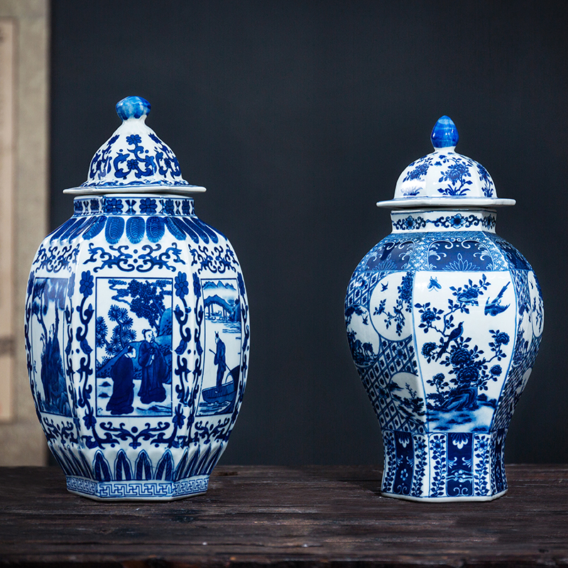 Chinese style decorates furnishing articles ceramic antique blue and white porcelain vase sitting room ark adornment furnishing articles version into living room