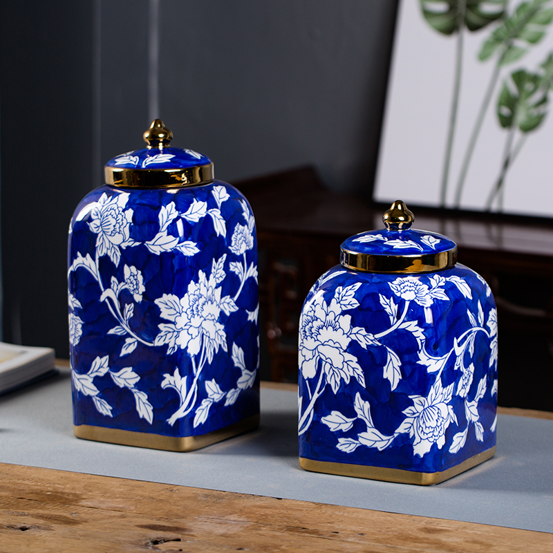 Jingdezhen ceramics kangxi archaize general blue and white porcelain jar of hand - made of vases, new Chinese style living room decorations furnishing articles