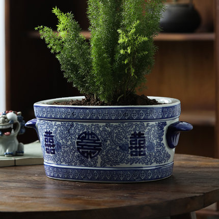 Creative ceramic flower POTS, fleshy plant pot pattern blue and white porcelain ceramic flower pot ground ceramic flower POTS