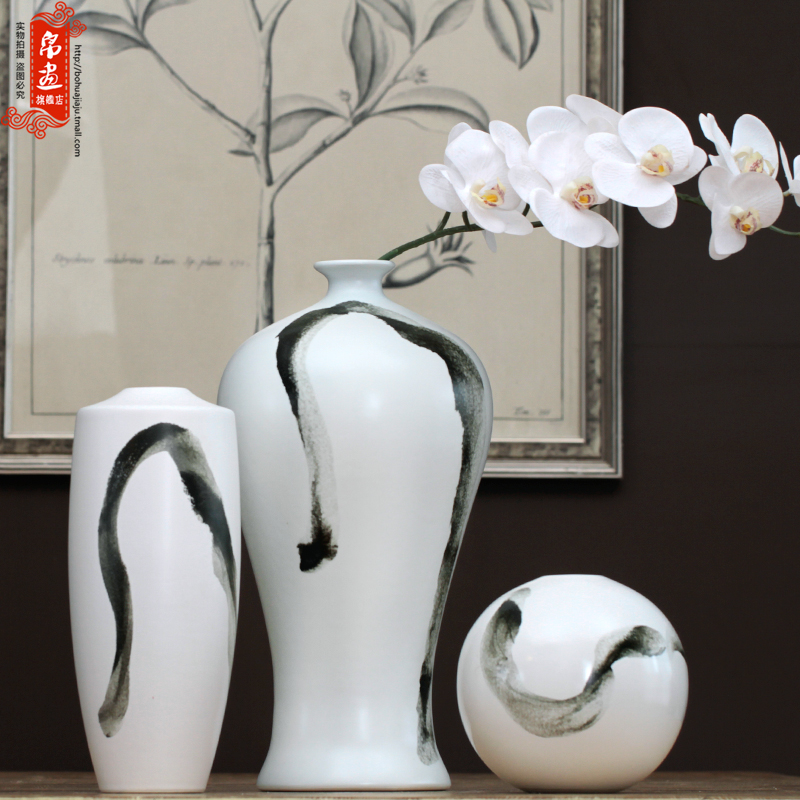 The New Chinese vase of jingdezhen ceramic ink home living room TV cabinet decoration dry flower arranging flowers adornment furnishing articles