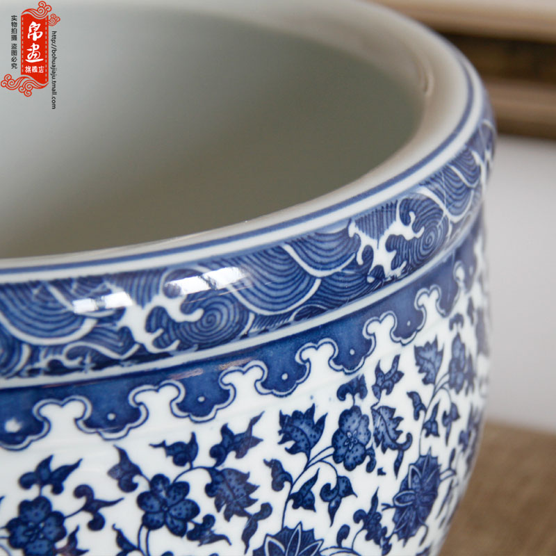 Blue and white porcelain of jingdezhen ceramics writing brush washer of large diameter can make writing brush washer from classical multi - function furnishing articles