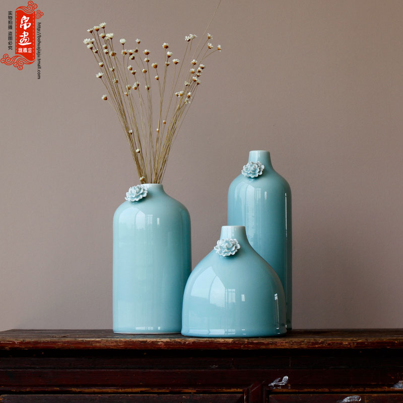 Jingdezhen ceramic dry flower vase place to live in the sitting room porch place shadow green ceramic flower decoration