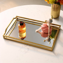 Nordic light luxury iron tray tea table tissue box storage mirror tea tray living room model room storage plate decoration plate